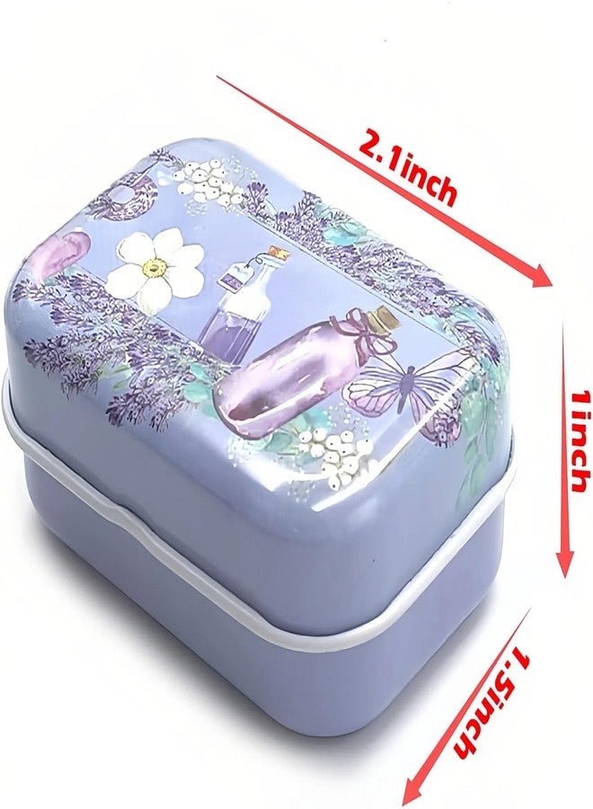 werdecade 16Pcs Mini Trinket Box Jewelry Organizer Storage, Rustic Floral Decorative Boxes Purple Small Metal Tins Storage Case Kit with Lid for Candy, Pins, Gift, Christmas, Travel (Rustic, 16) - Image 4